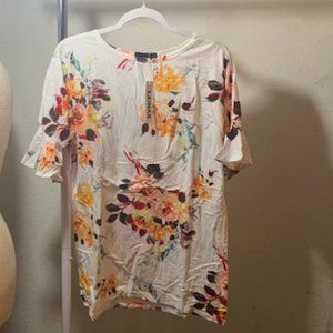 Lainab Women's White Floral Ruffle Sleeve Blouse Small NWT